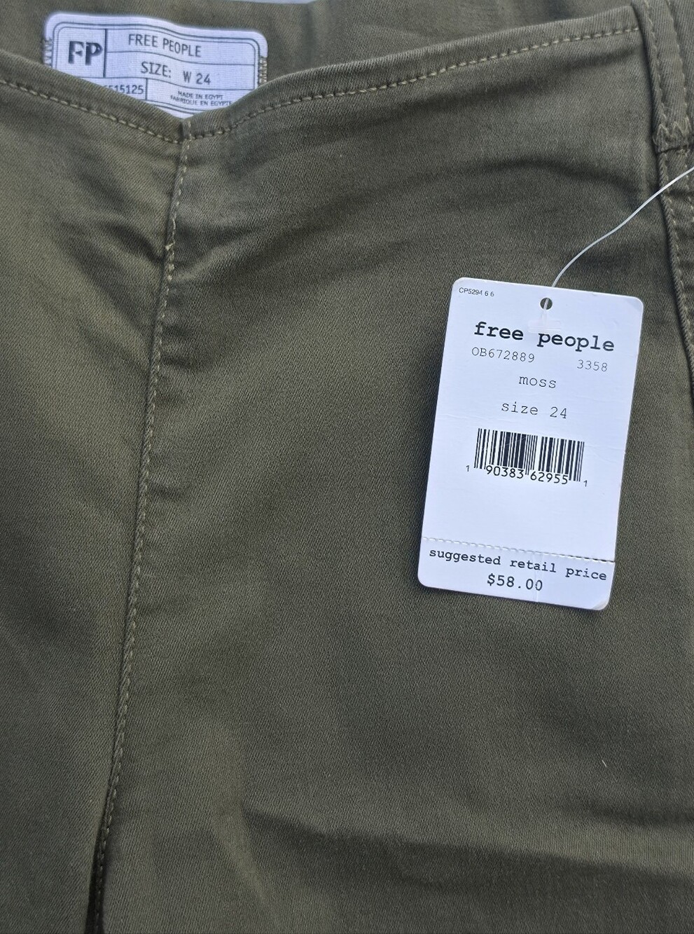 Free People Moss Green Stretch Pants